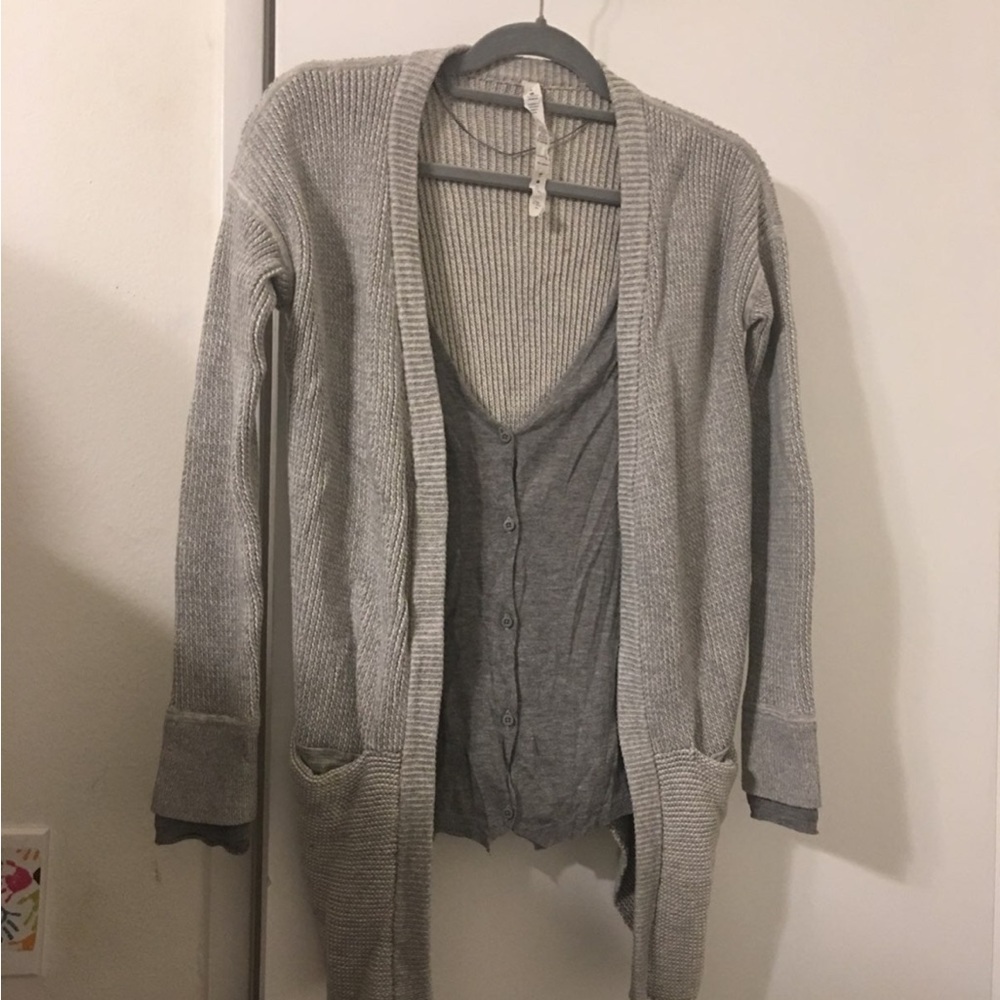 Lululemon Boolux Sweater Cardigan 4 GUC 2 Layers Rare!